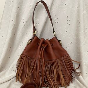 Fossil JULES fringe leather bag in Tan